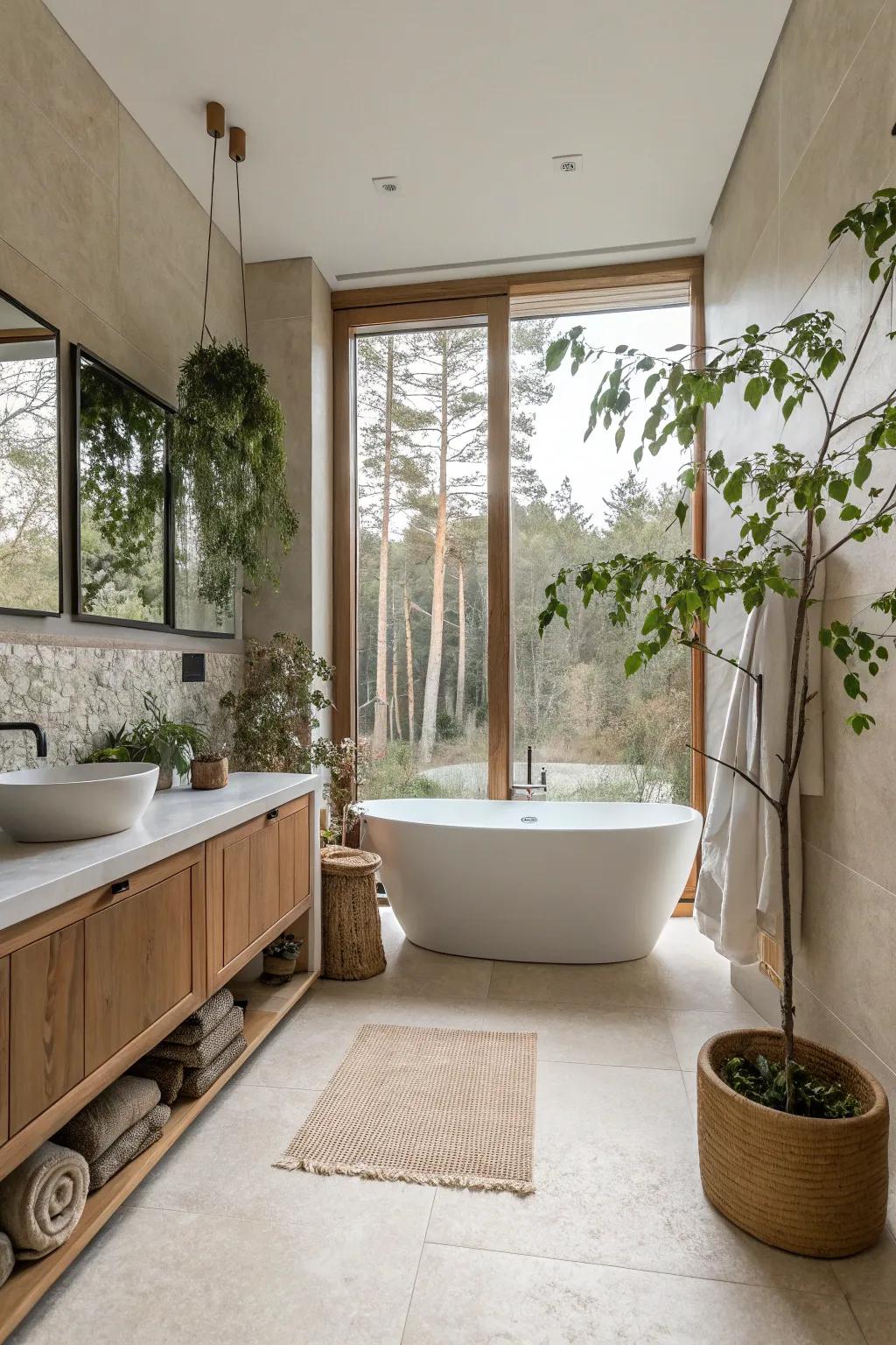 Natural light transforms the bathroom into a bright and welcoming sanctuary.