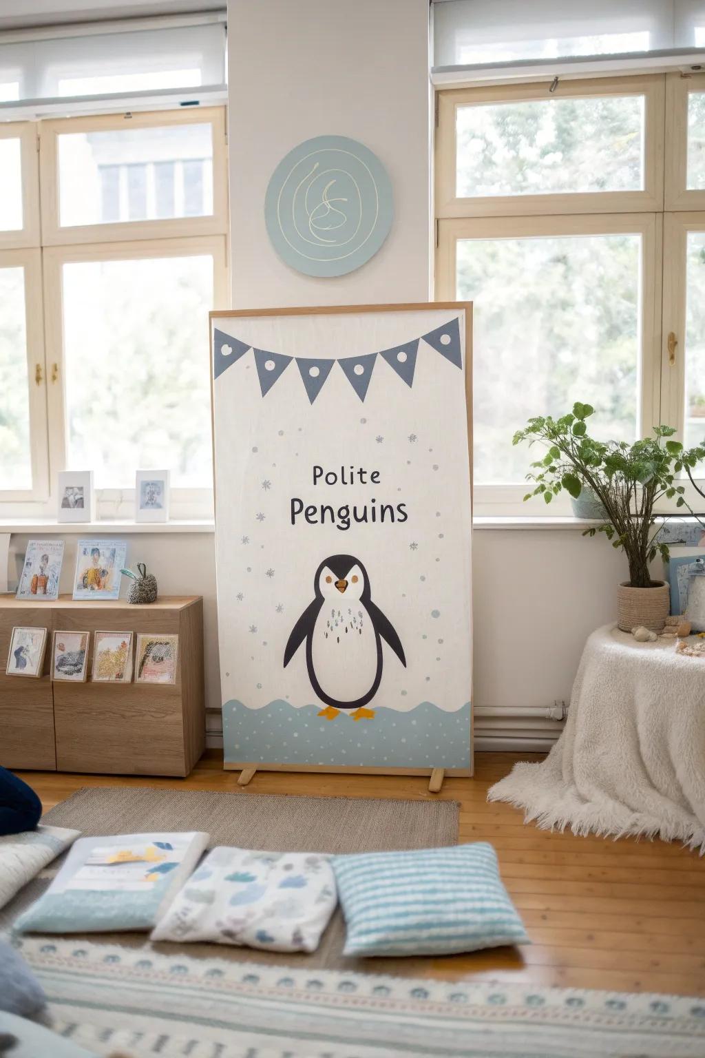 Combine cuteness with classroom etiquette for a display that teaches and delights.