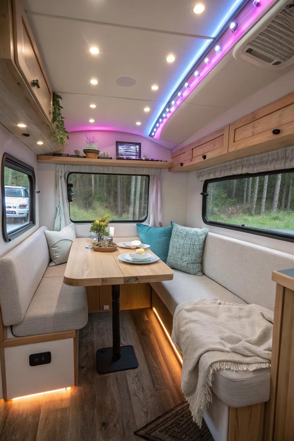 Turn your RV into a party zone with vibrant, color-changing LED lighting! 🎉 #PartyTime #RVFun