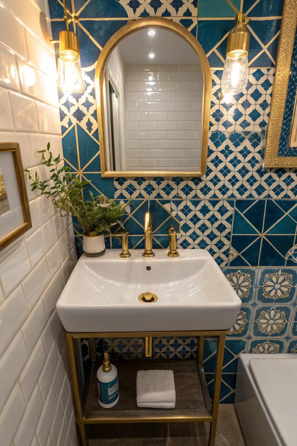 Vibrant tiles add a pop of color, transforming your bathroom into a design statement.