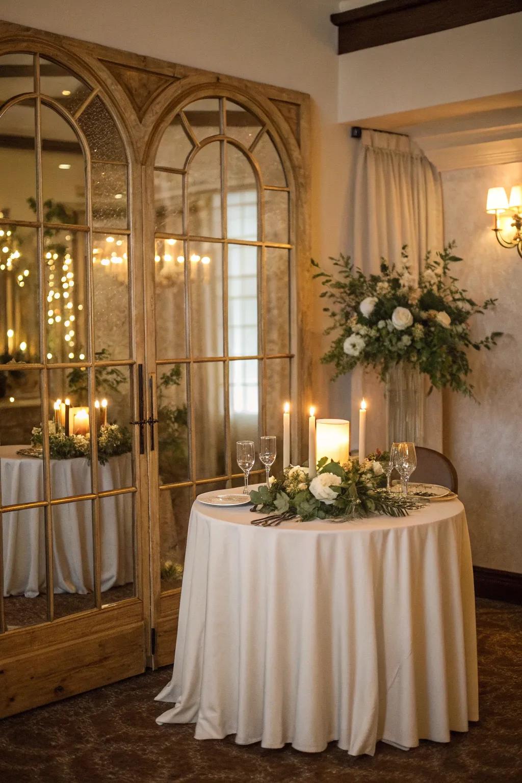 Mirror panels create a glamorous and spacious feel, adding a sophisticated touch to your decor.