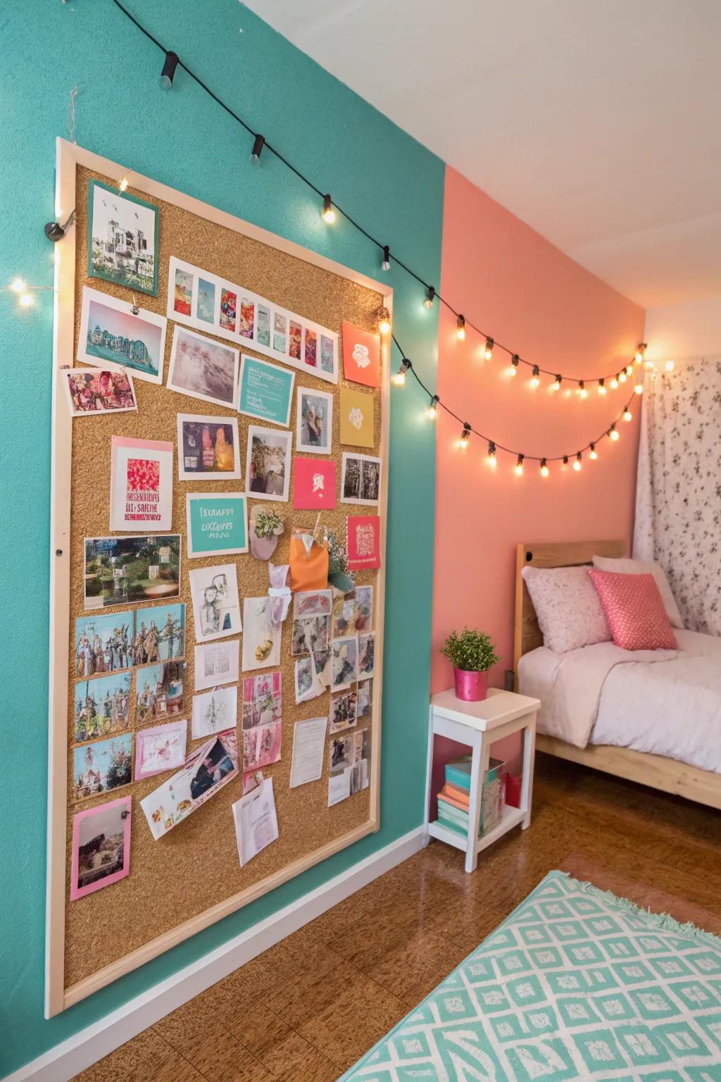 Personal touches like photo collages make a room uniquely yours. 📸 #PersonalizedDecor #TeenRoomIdeas