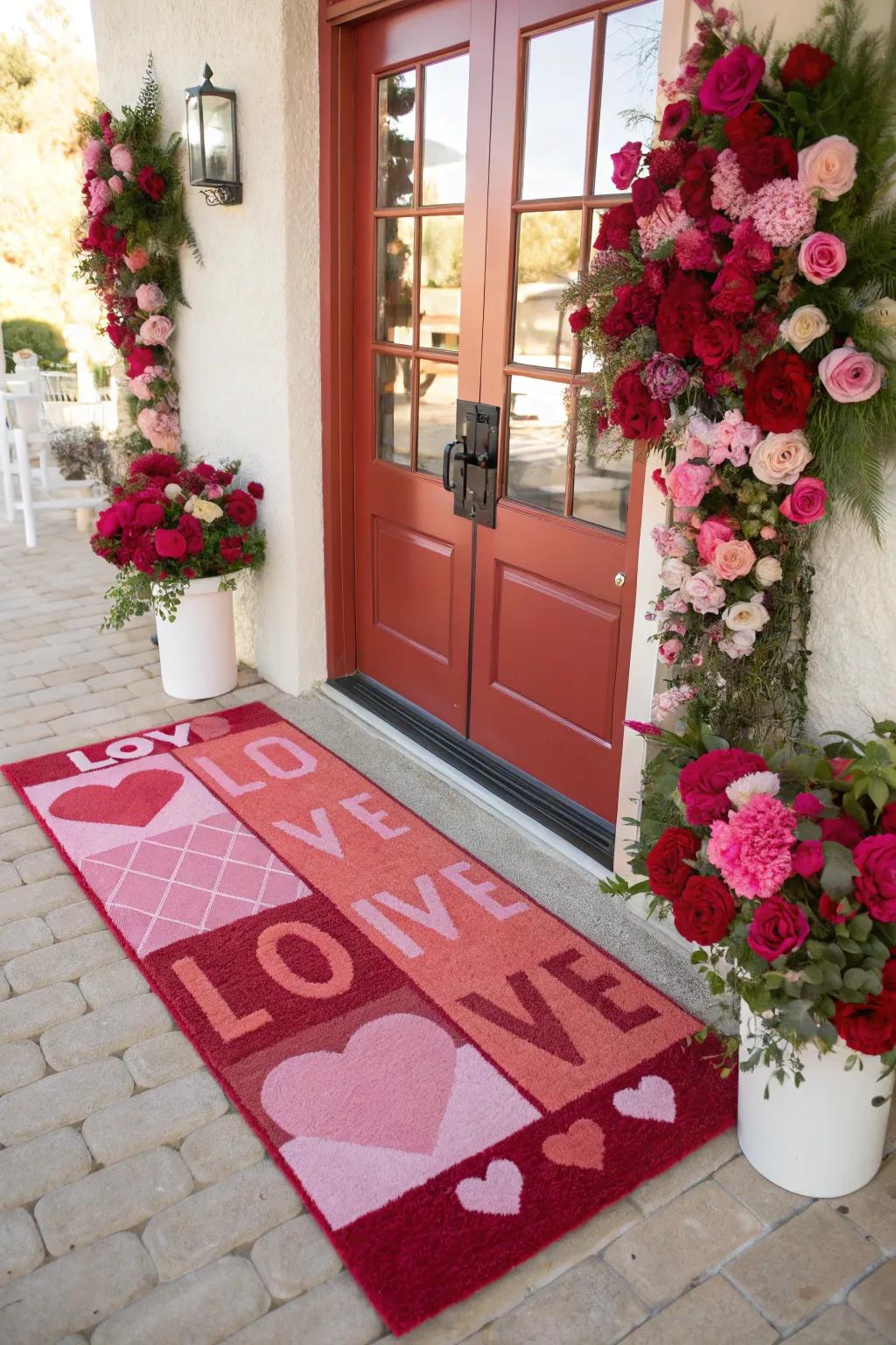 Welcome guests with love from the very first step with a charming entrance setup.
