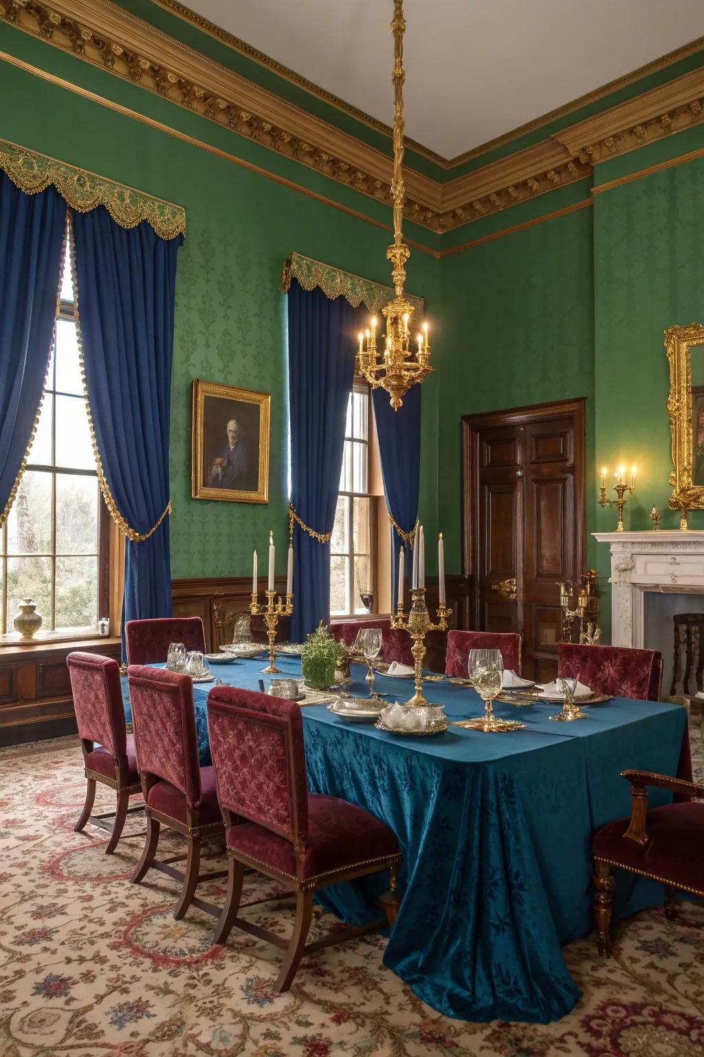 Let rich colors envelop your dining room, creating a warm and inviting atmosphere.