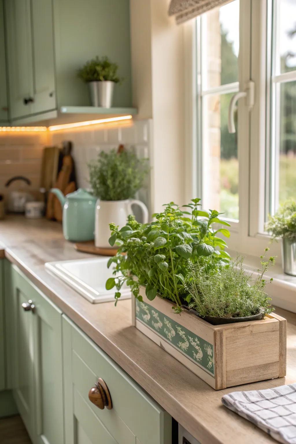 Breathe life into your kitchen with lush greenery. 🌱 #GreenLiving #KitchenGarden
