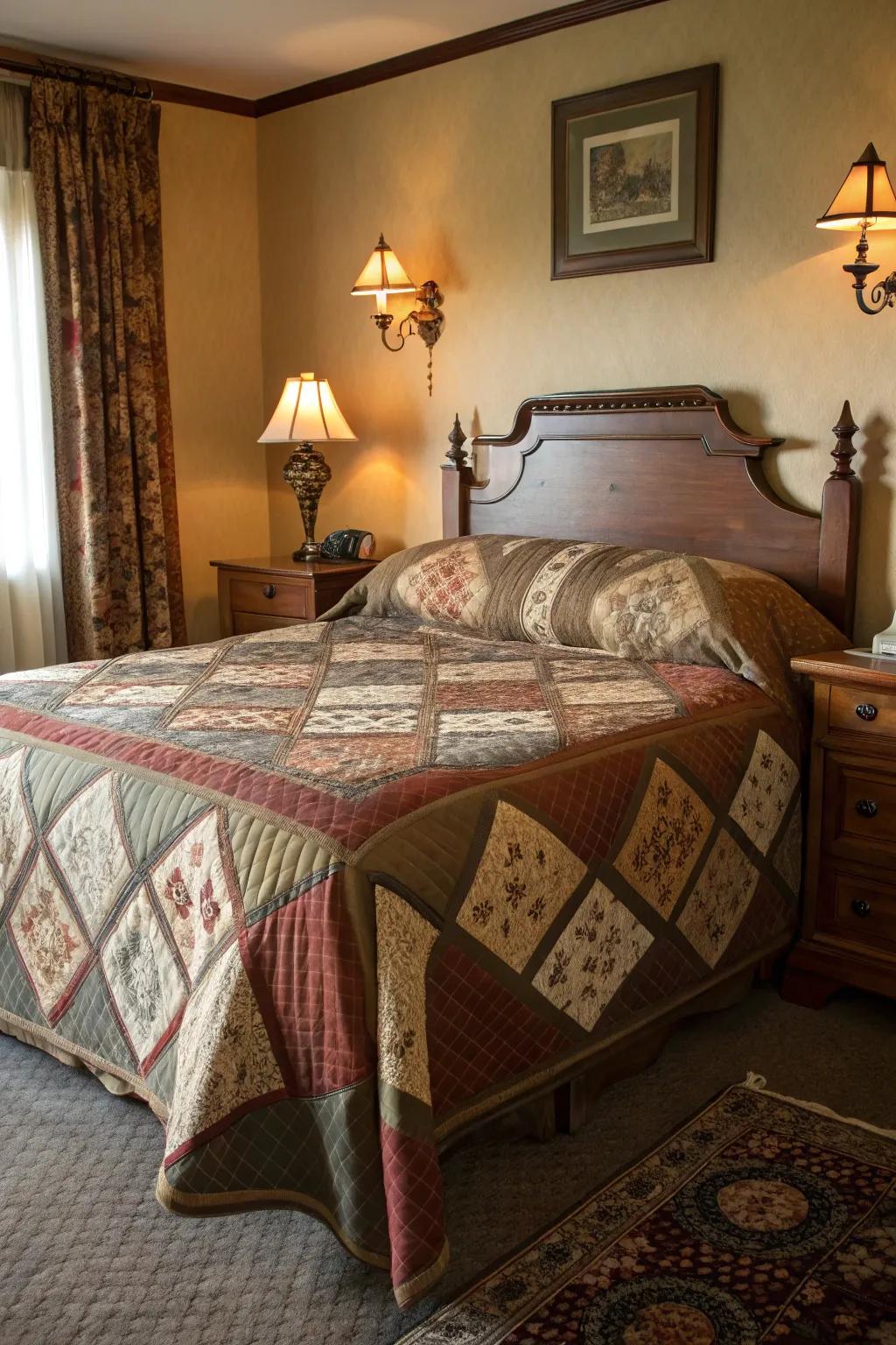 Infuse your bedroom with character by using a vintage quilt that tells its own story.