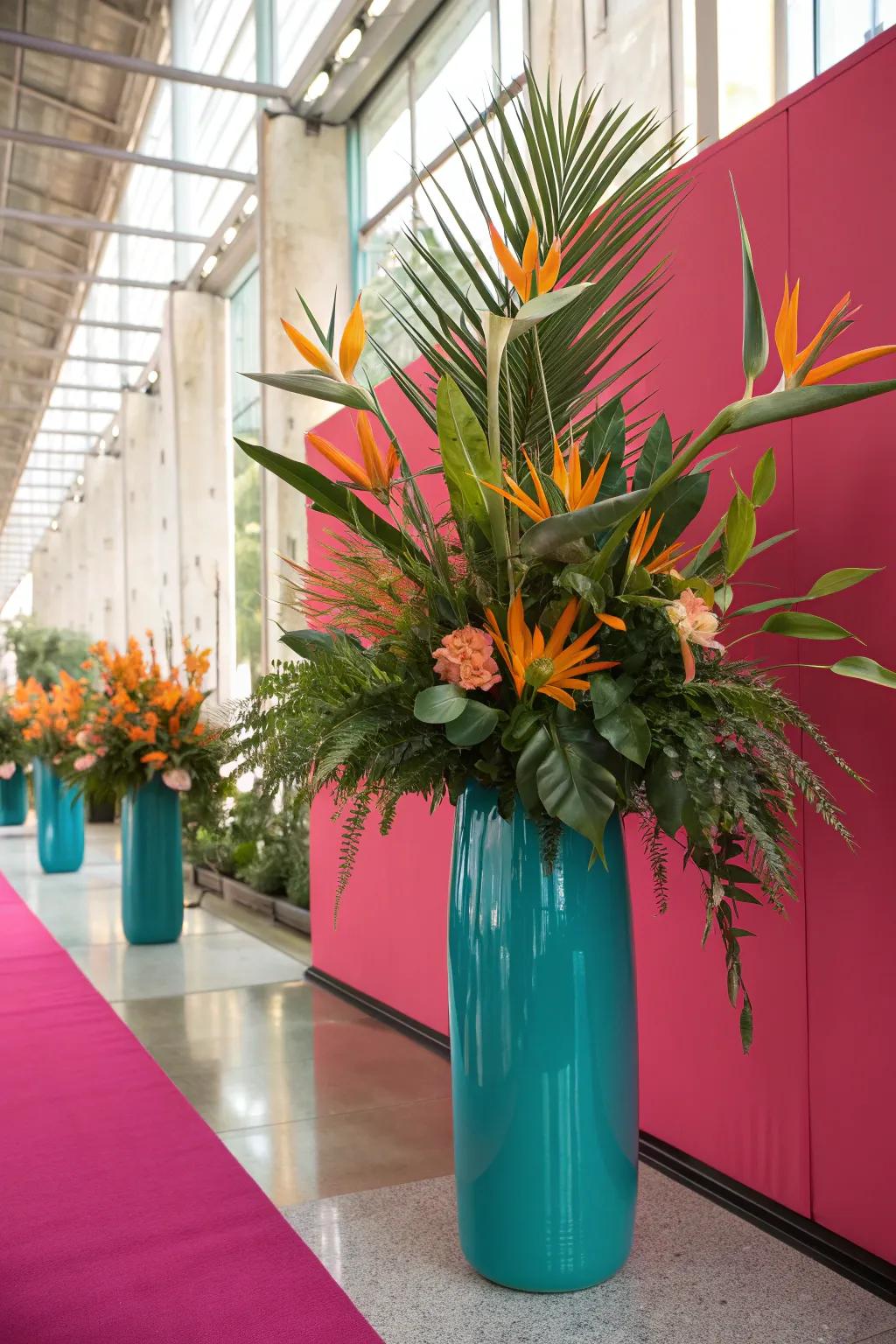 Add vertical drama to any space with a Bird of Paradise arrangement. 🌿 #VerticalDecor #TropicalInspiration