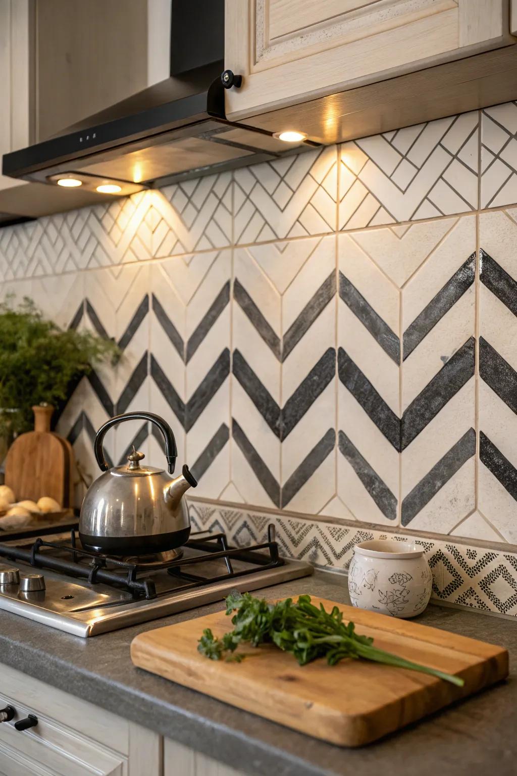 Handpainted tiles bring unique character and charm to this artistic kitchen. 🎨