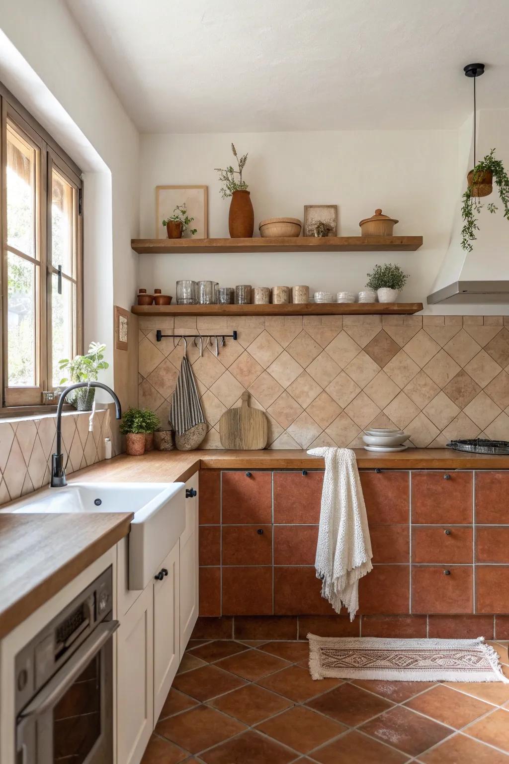 Add warmth and a touch of color with an earthy backsplash that brings your kitchen to life. 🎨 #EarthyBacksplash #KitchenInspiration