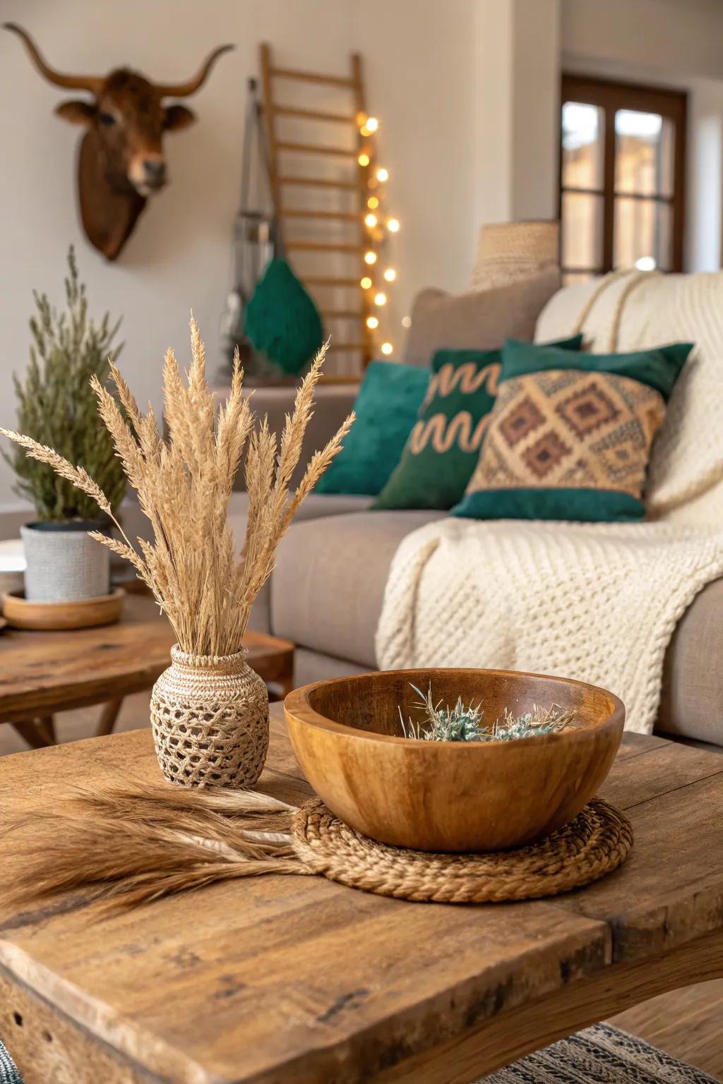 Add a touch of nature with a simple, rustic centerpiece that speaks to highland charm. 🌿 #HomeStyling #NatureInspired