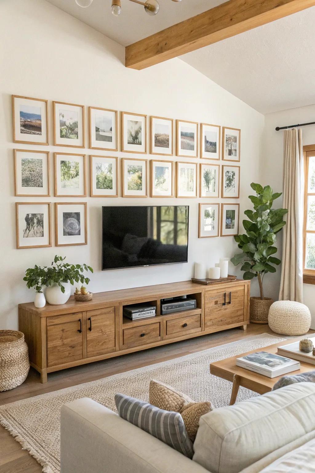Turn your TV wall into a creative gallery for a personalized touch. 🖼️ #GalleryWall #CreativeHome
