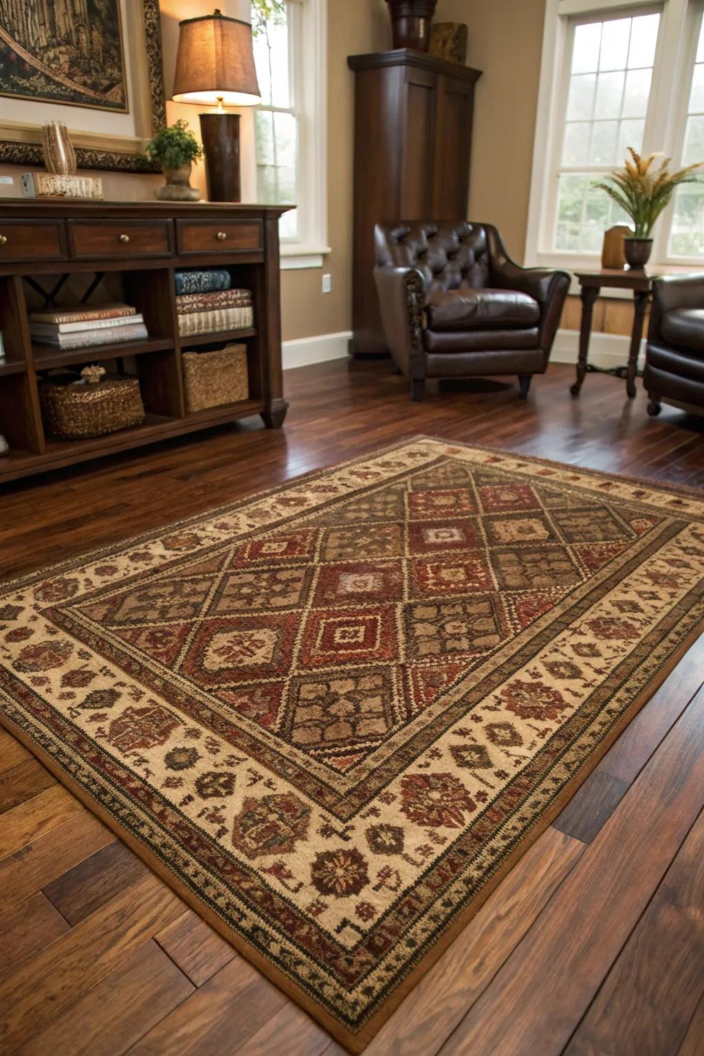 Turn your rug into a piece of art that defines your space. #ArtisticRugs #HomeStyling #CreativeInteriors