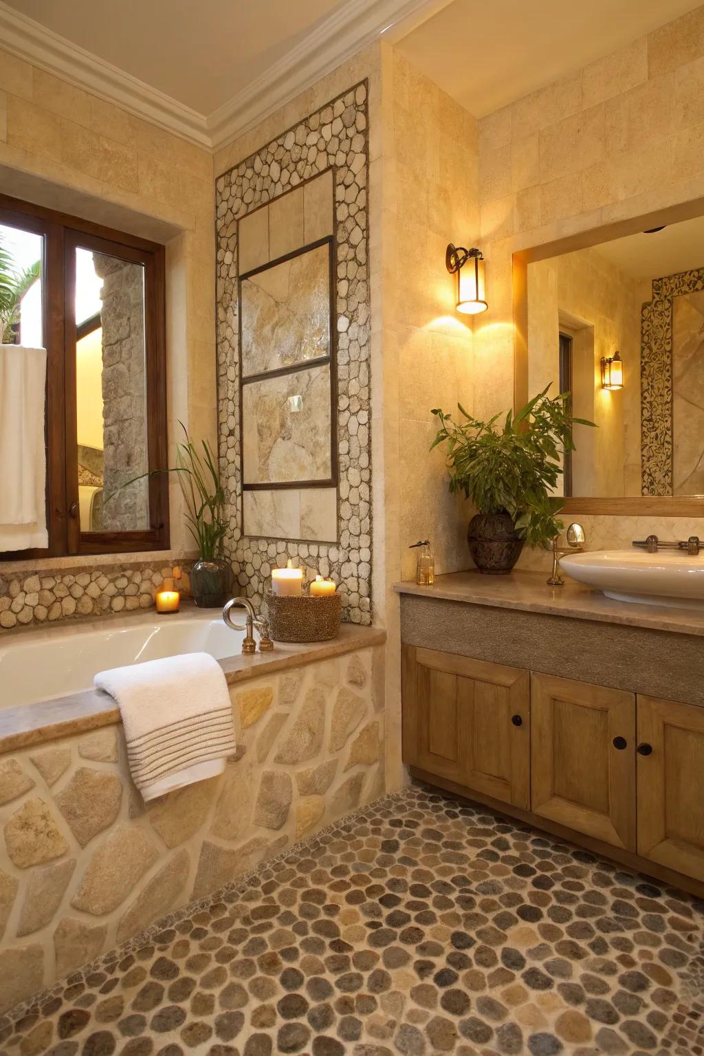 Transform your bathroom into a spa retreat with textured mosaics that invite relaxation.