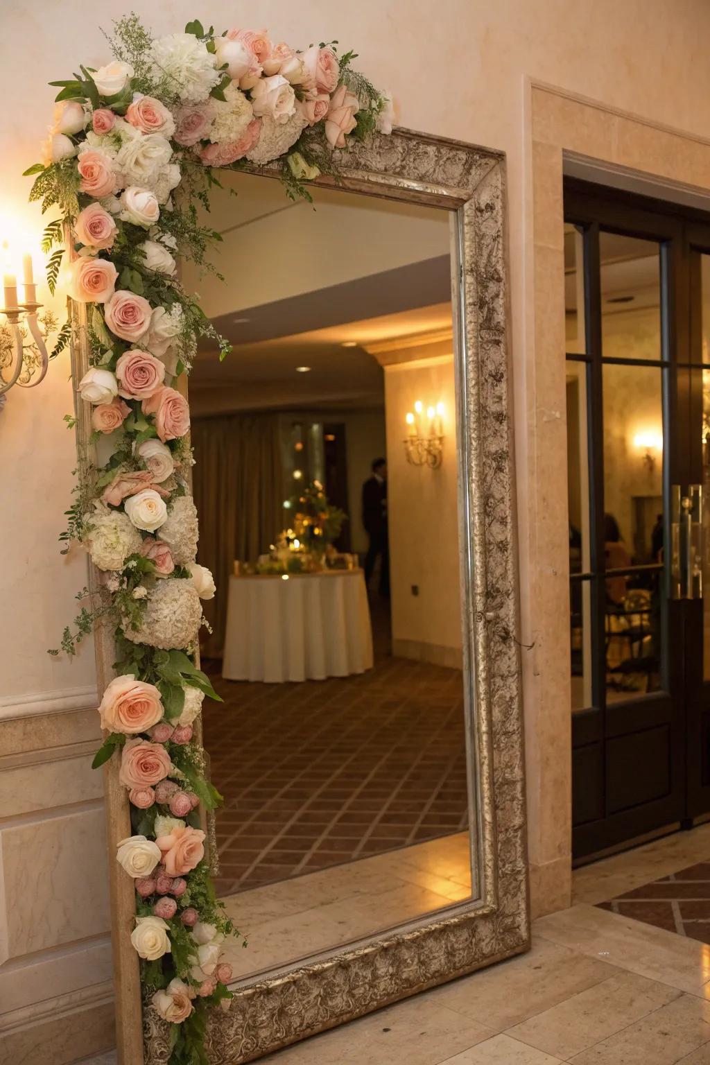 Create a glamorous entrance with a ranunculus garland over your mirror.