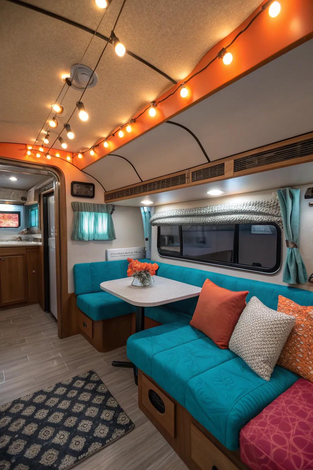 Enjoy a bright and inviting RV interior with efficient dome lighting.