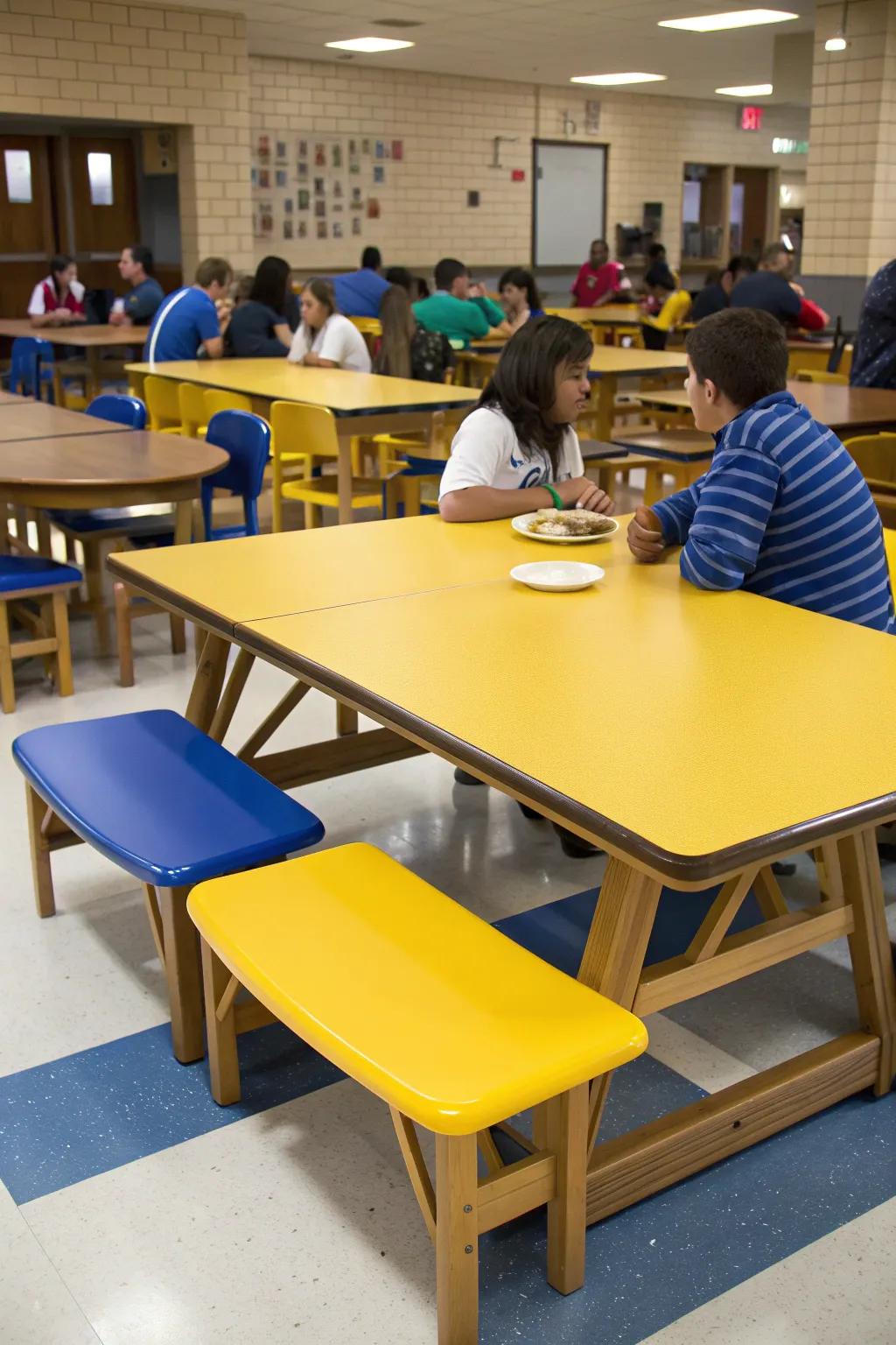 Revitalize your cafeteria with a fresh furniture facelift that adds color and comfort.