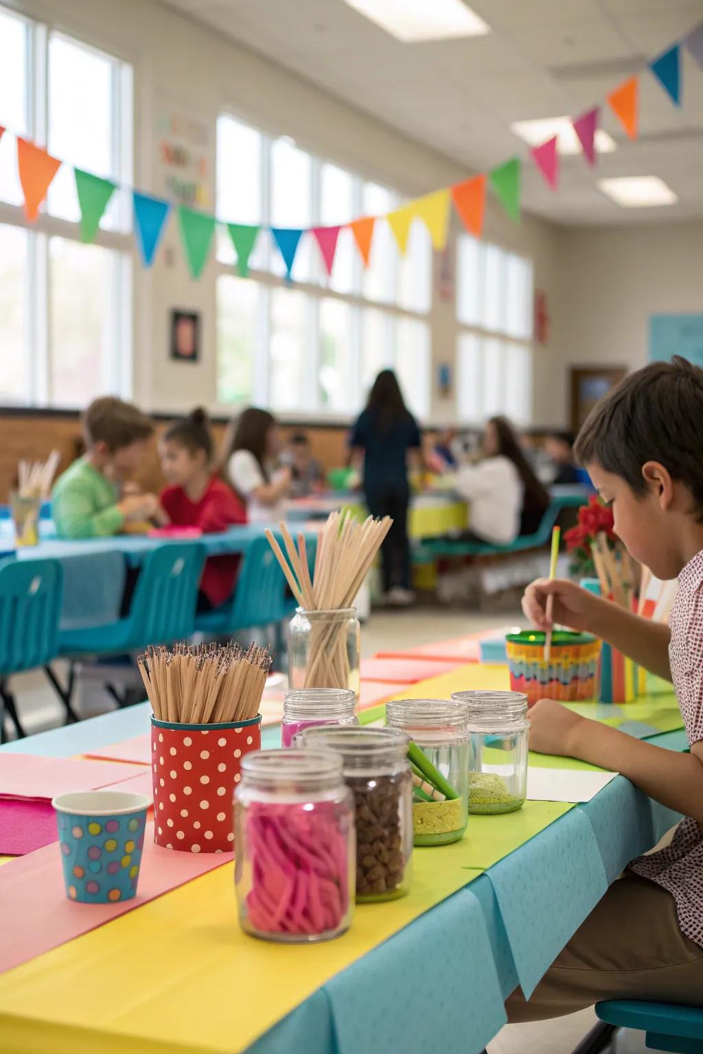 Let students express their creativity with a DIY craft station. #CreativeDecor