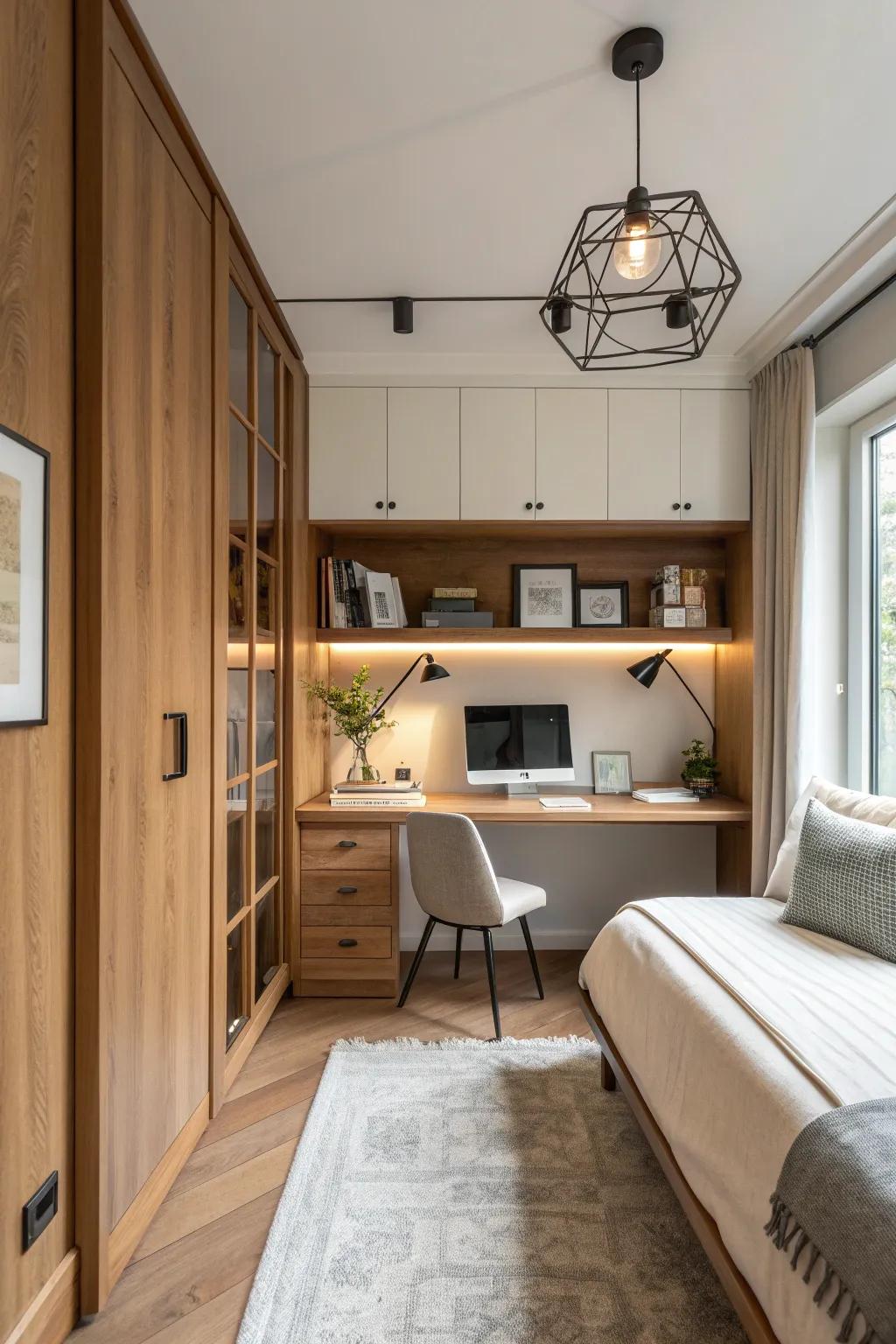 Modern lighting enhances both function and style in your Murphy bed area. #LightingDesign #ModernHome #FunctionalBeauty