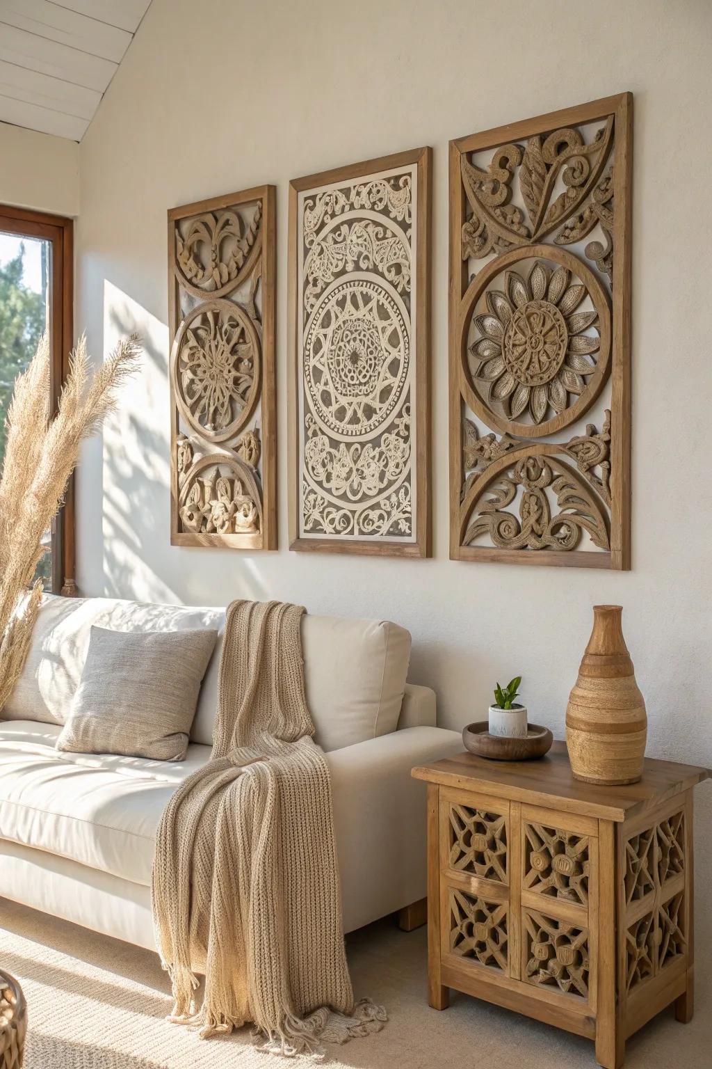 Transform your space with the stunning artistry of carved wooden panels.