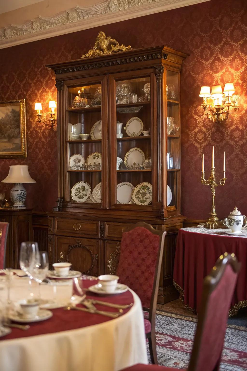 Display your finest china like a work of art, adding elegance to your Victorian dining room. #Tableware #DesignDetails