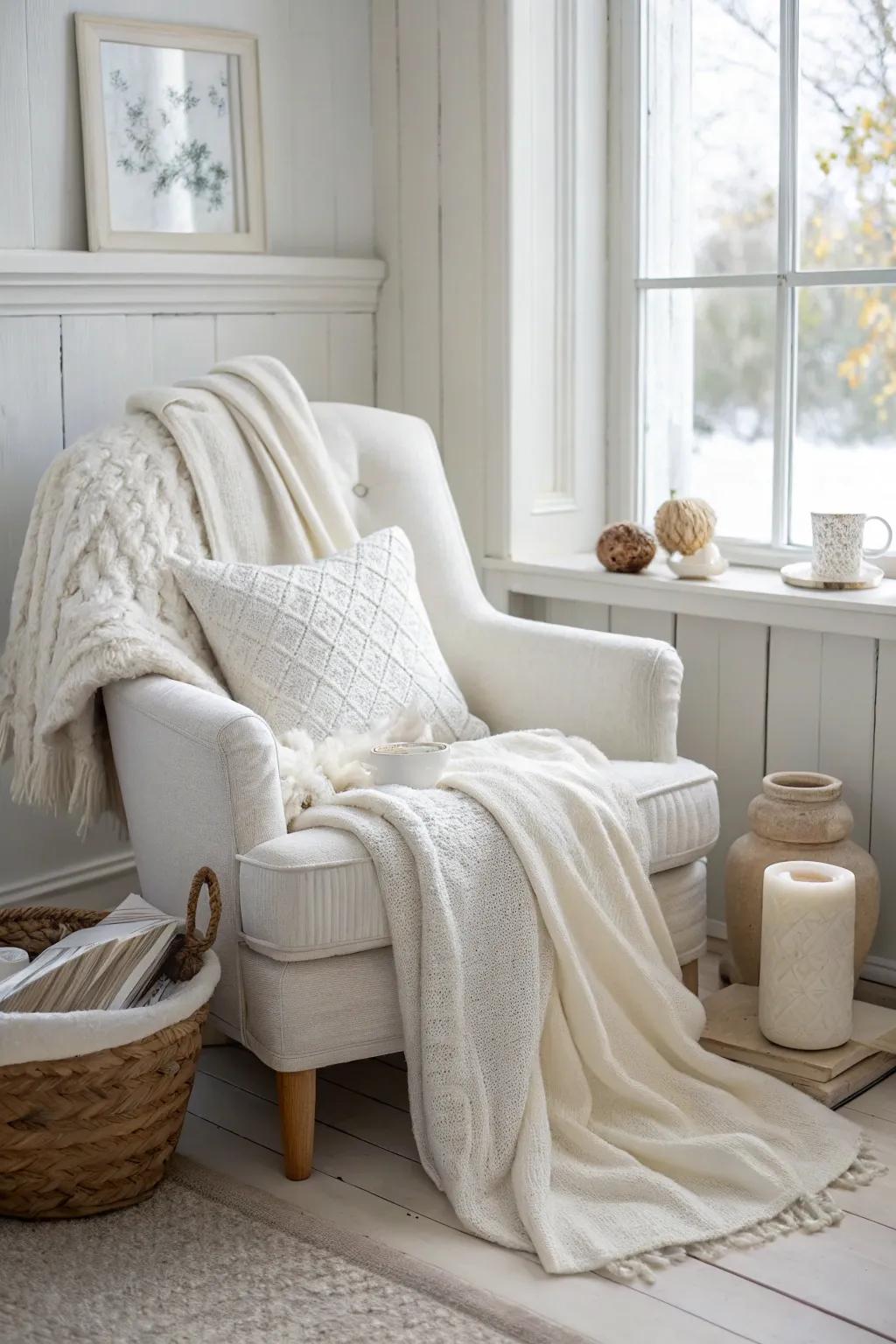 Create visual interest by layering different white tones in your space.