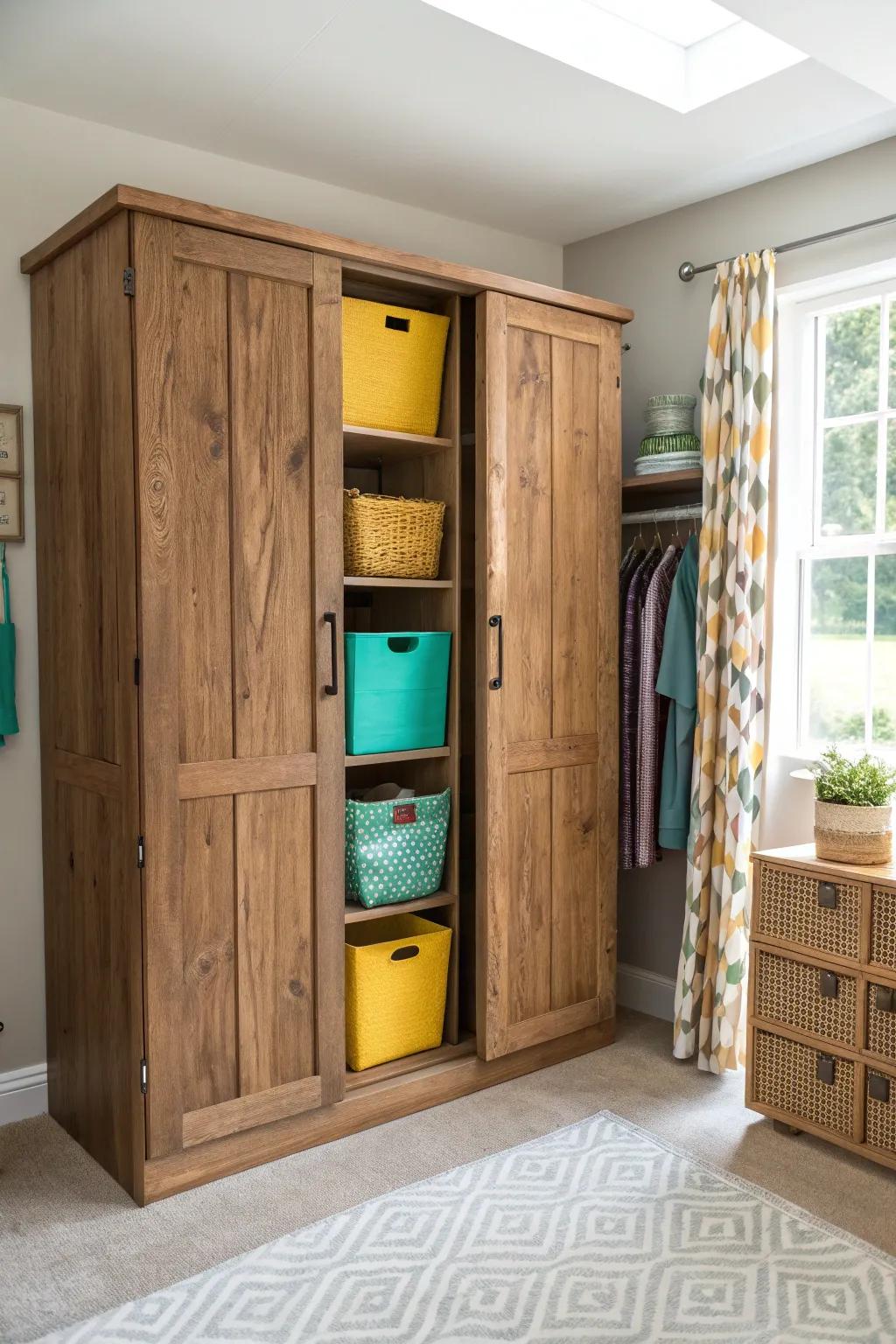 Embrace the beauty of nature with wood grains that add warmth to your closet.