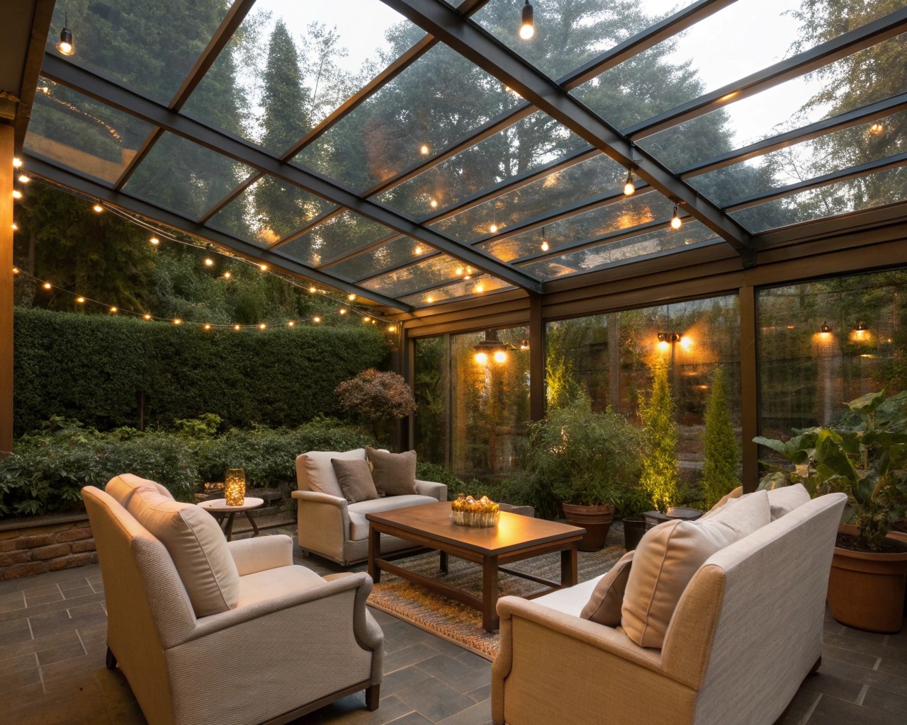 Balancing sun exposure for both plants and comfort in garden retreats.