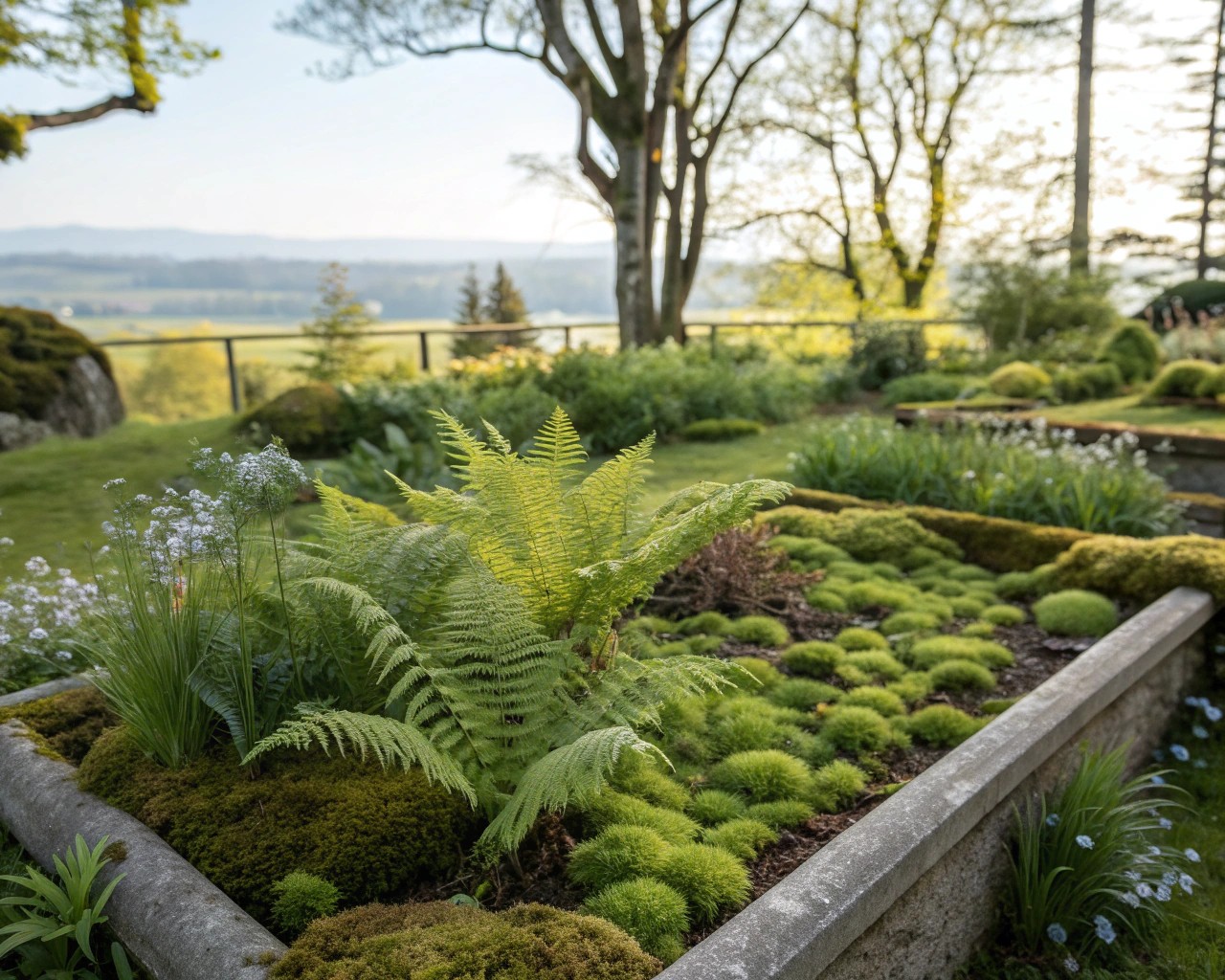 Layering plants to create serene and inviting garden spaces.