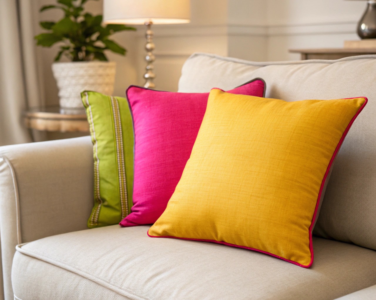 Textiles like pillows and curtains offer an easy way to bring vibrant accents indoors.