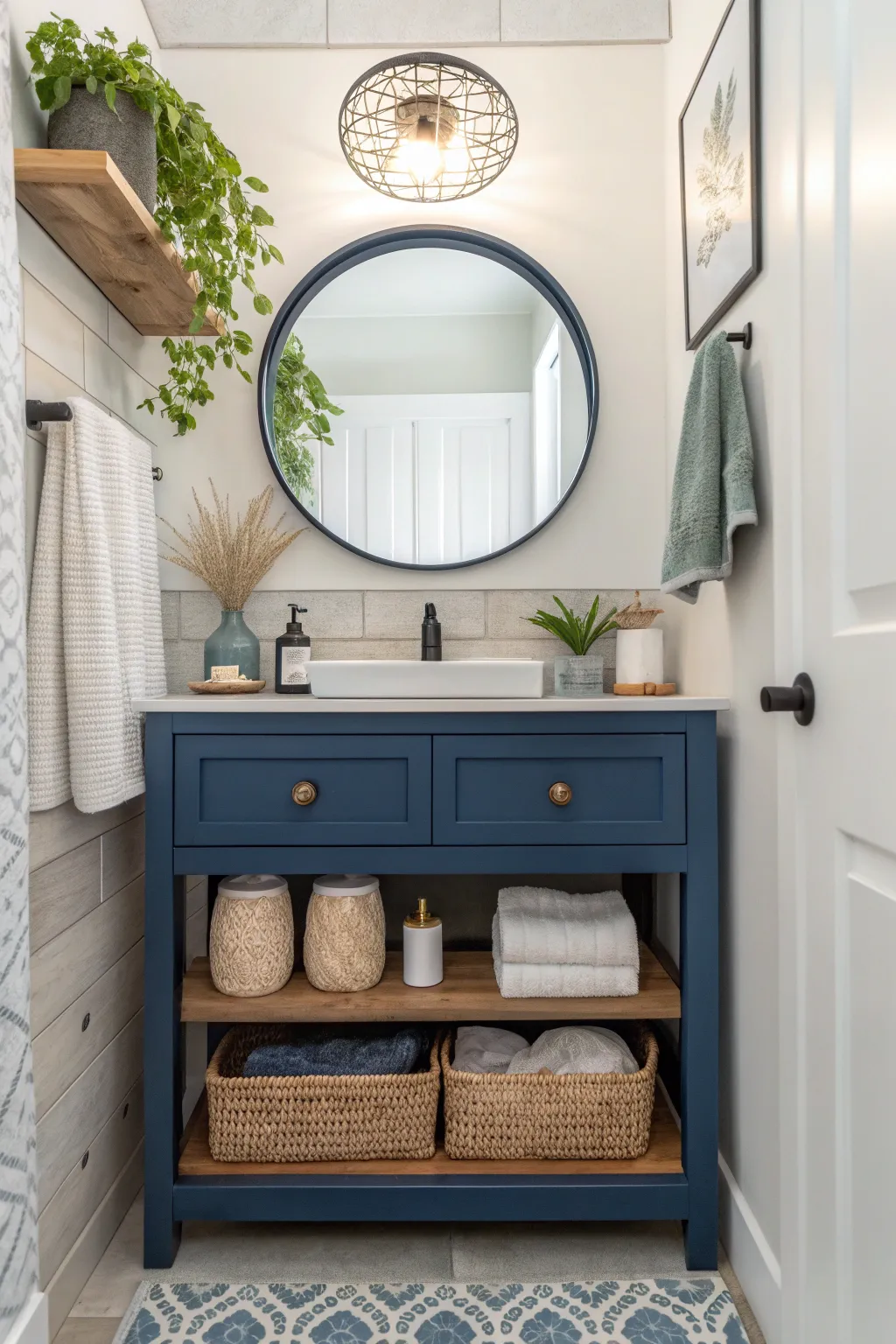 15+ Inspiring Small Bathroom Ideas with Blue Vanity