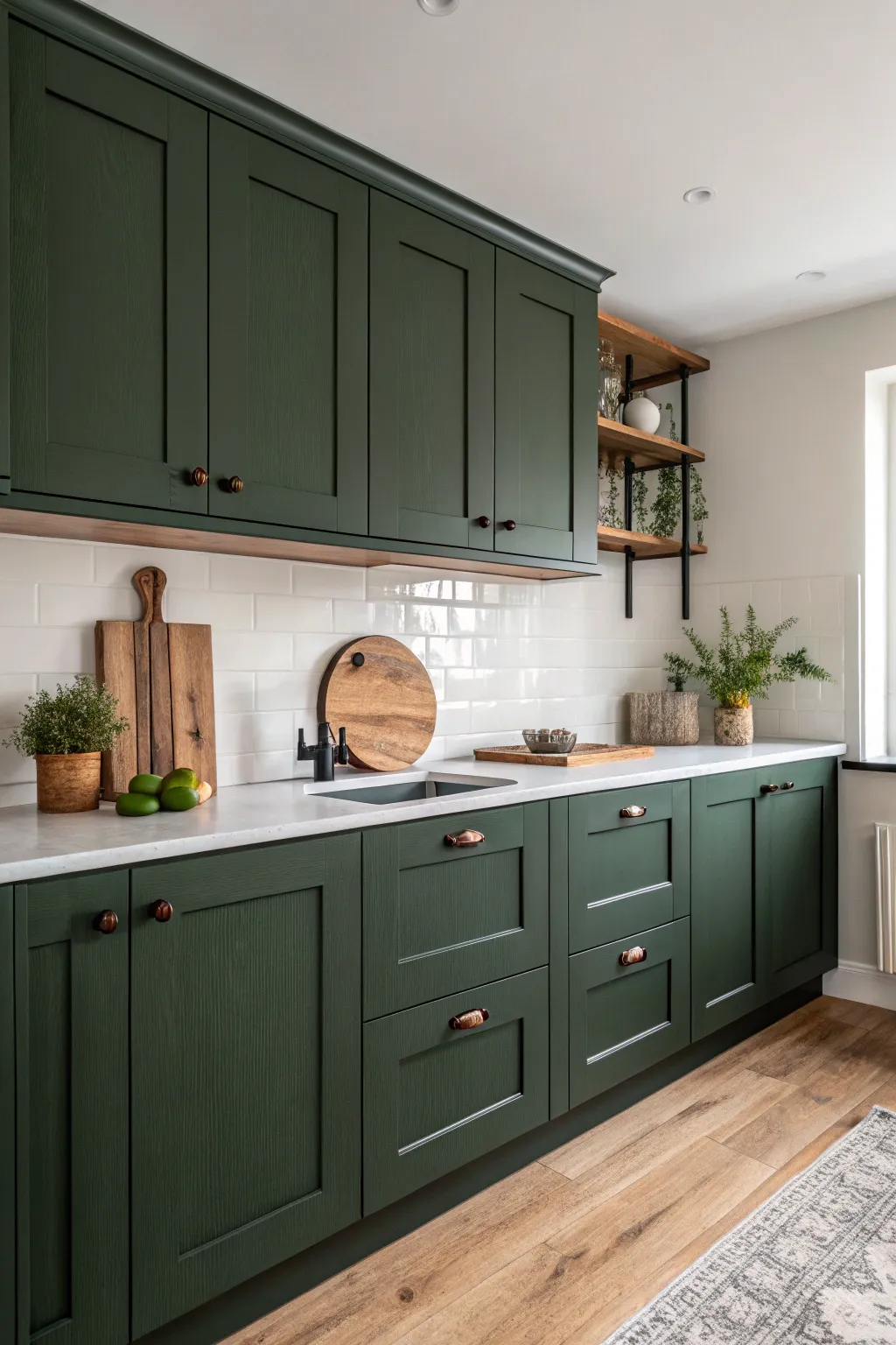 16+ Stylish Dark Green Kitchen Cabinet Ideas