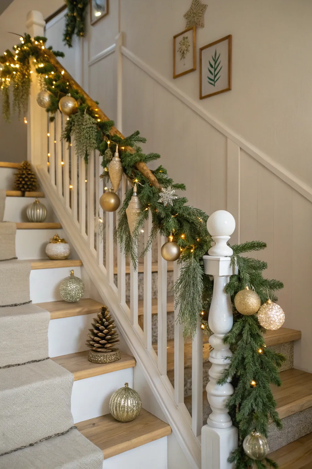 17+ Creative Christmas Stair Decorations Ideas