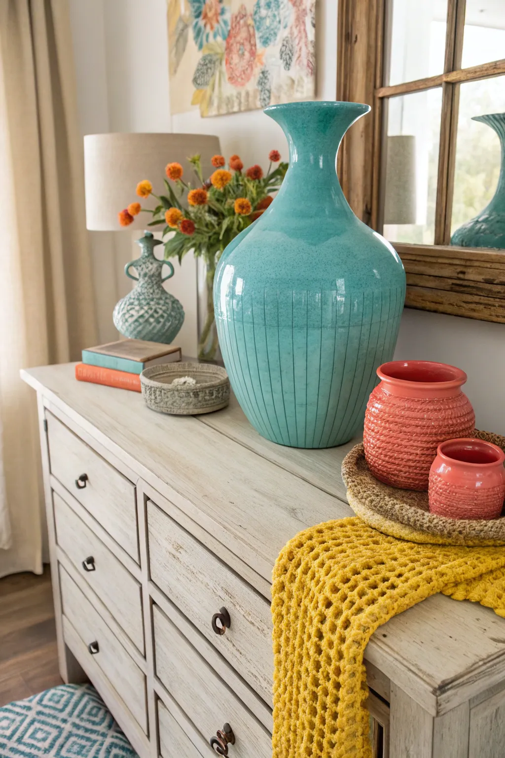 18+ Charming Farmhouse Dresser Decor Ideas