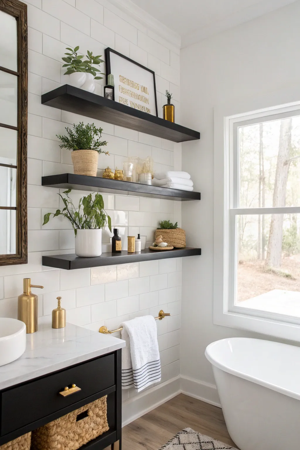 16+ Elegant Black, White & Gold Bathroom Ideas