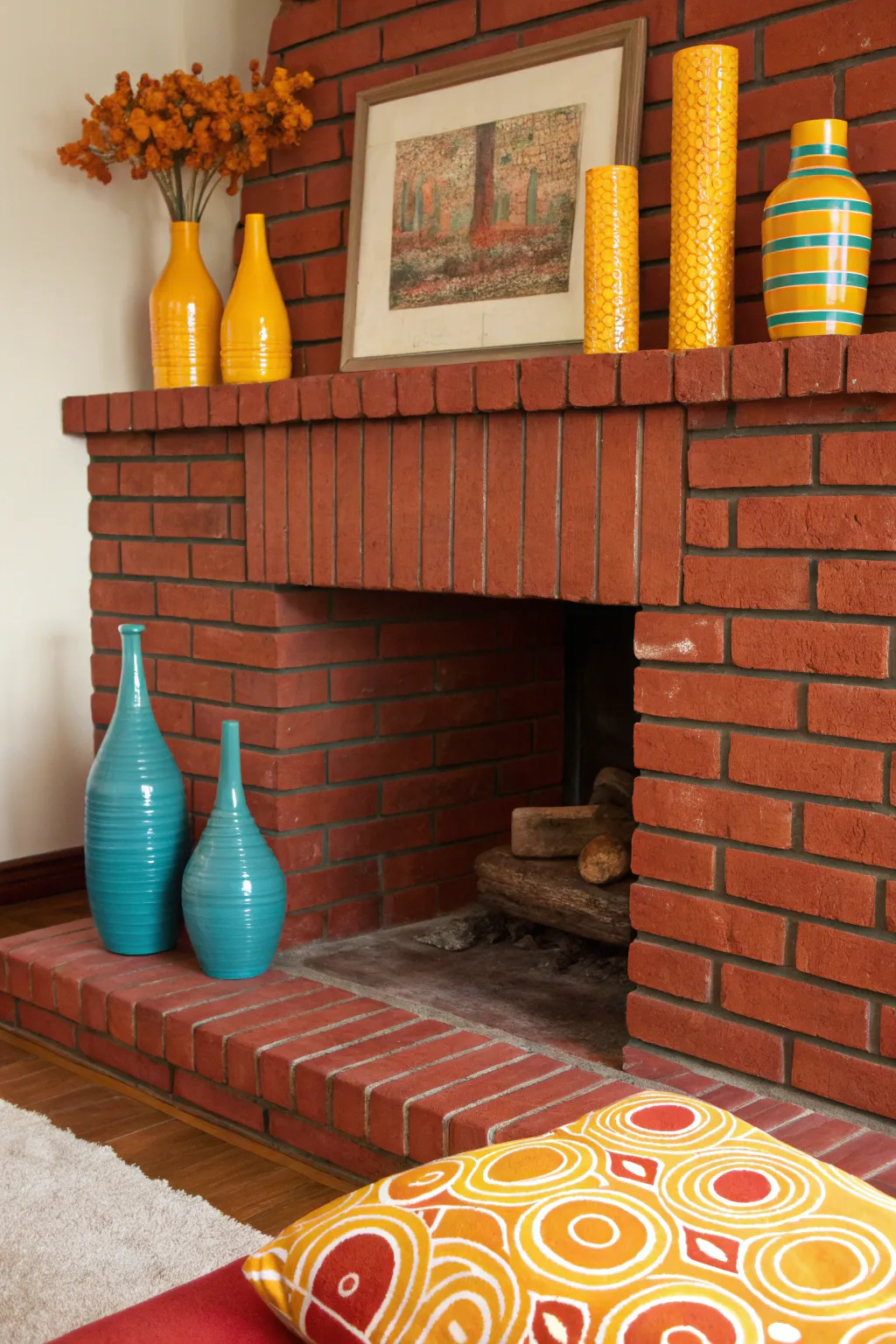 15+ Inspiring Red Brick Fireplace Makeover Ideas
