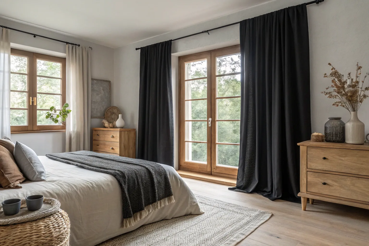 16+ Stylish Black Curtains Bedroom Ideas