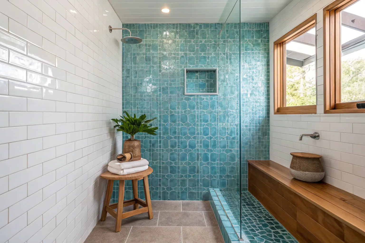 13+ Stunning Blue Glass Tile Shower Ideas